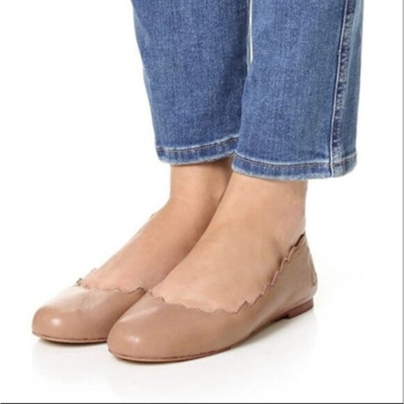 Sam Edelman Finnegan Leather Scalloped Edge Ballet Flats - Picture 1 of 10